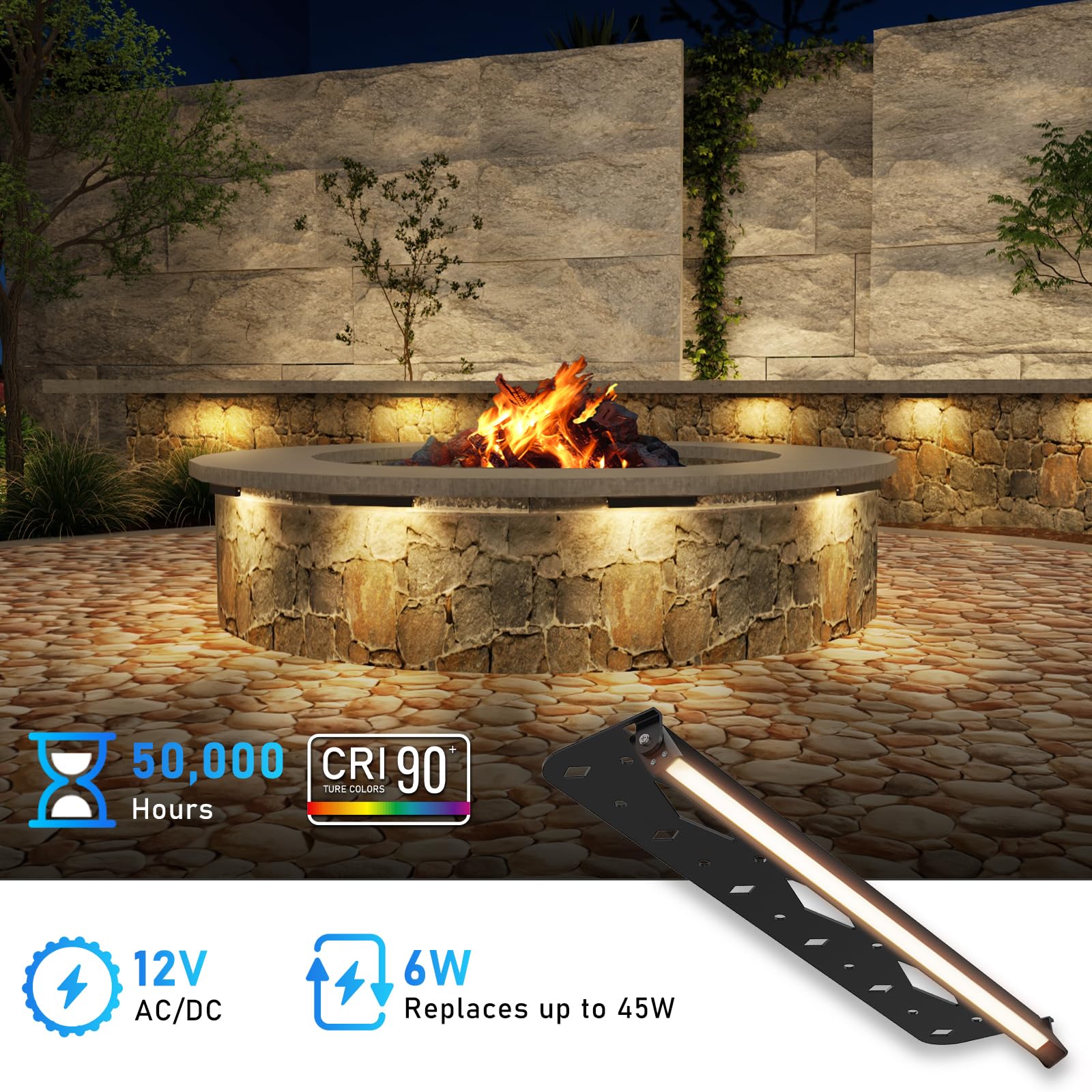 Teekuv 8 Pack 12 Inch LED Hardscape Lighting, 6W Retaining Wall